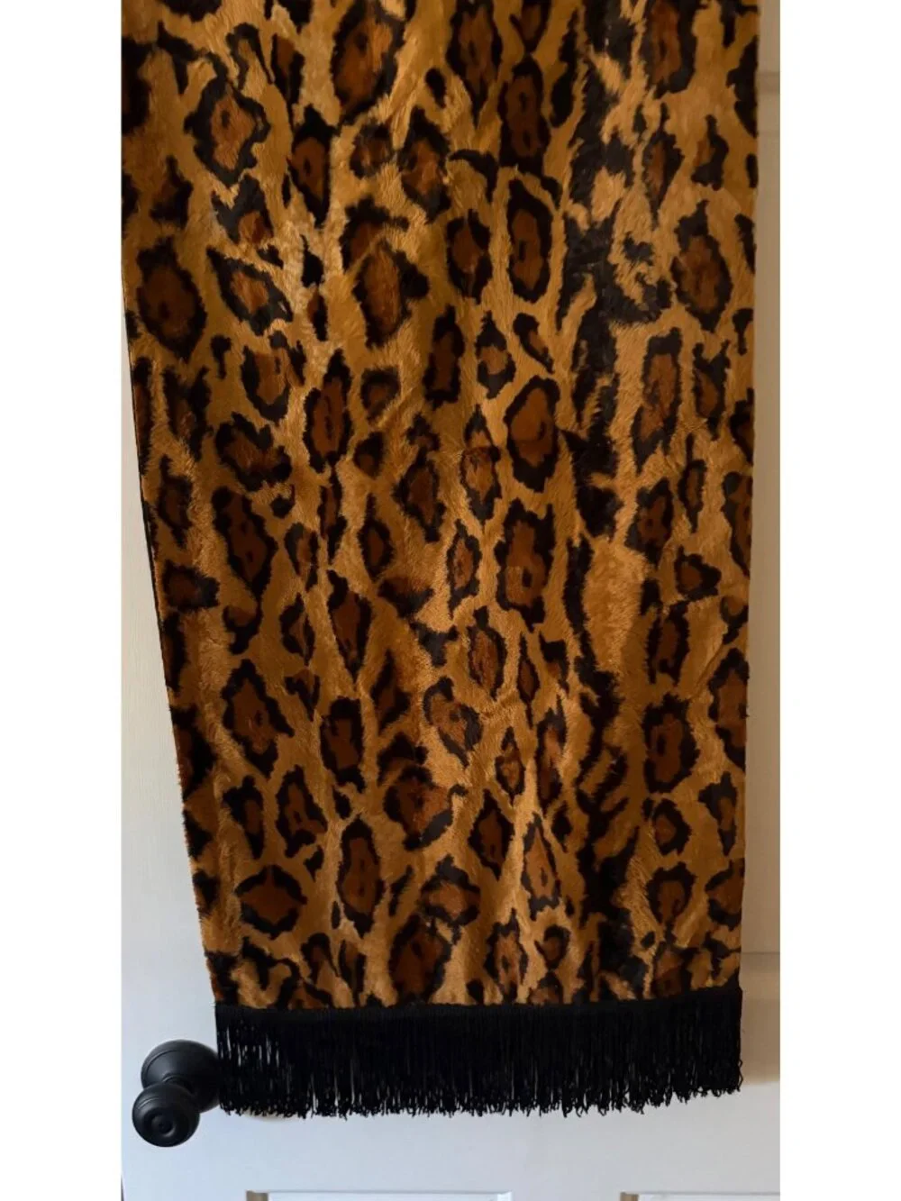Andasimo Leopard Long Table Dresser Cabinet Runner with Fringe Home Decor